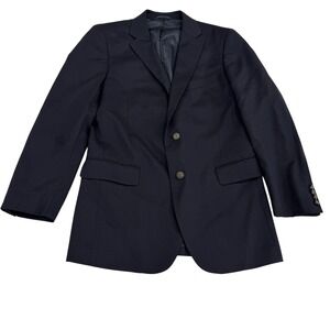 Vintage Navy Wool Blazer Mens 36R Gold Button Hopsack Preppy Ivy League